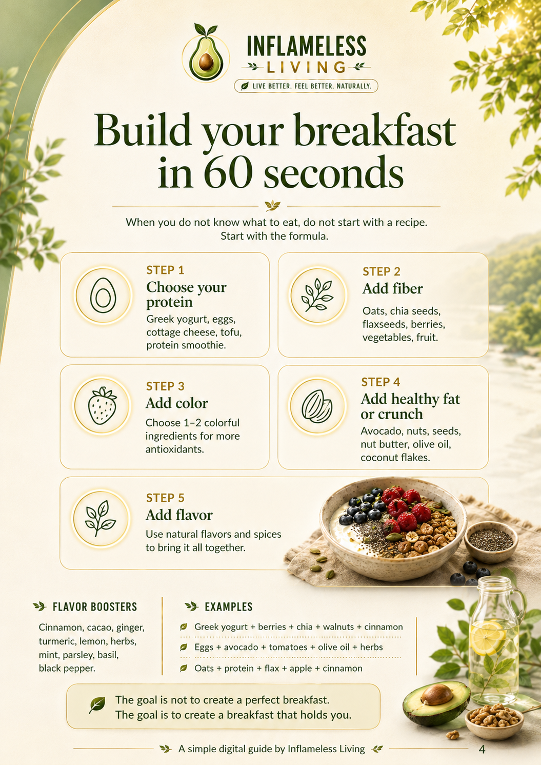 Build Your Inflameless Breakfast: 10 Easy Breakfast Formulas for Steady Energy